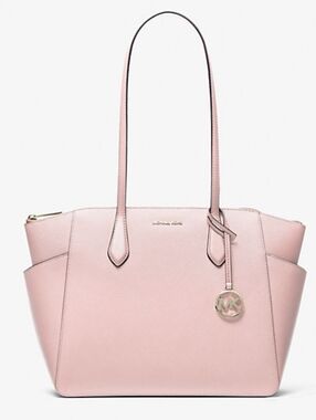 Michael Kors Jet Set Medium Leather Tote  Soft Pink